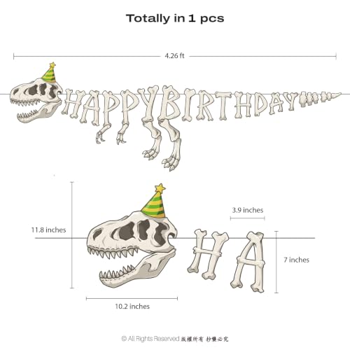 Dinosaur Birthday Banner - Fossil Design with Movable Claws