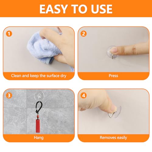 20 Pack Mini Clear Suction Cup Hooks 0.8 Inch with Metal Hooks - Reusable, No Damage