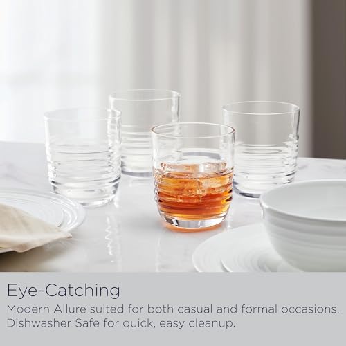 Mikasa Ciara Set of 4 Double Old Fashion Whiskey Rocks Short Beverage Glasses, 14 Ounce