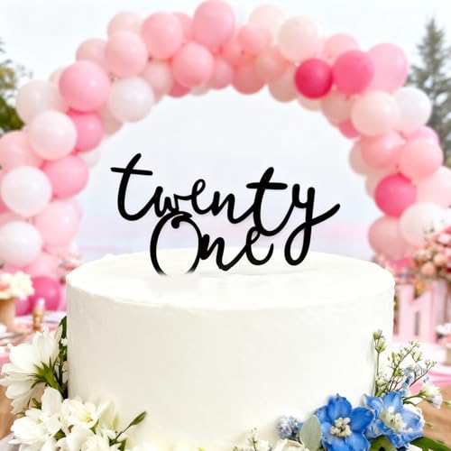 Elegant Acrylic Twenty One Cake Topper for 21st Celebrations