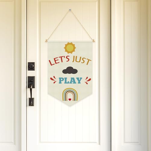 Kids Playroom Wall Decor - Beige Canvas Pennant Banner