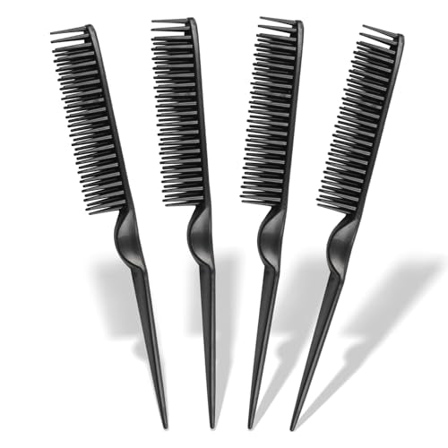 Zoolinn 3-Row Rat Tail Styling Comb Set - 4PCS Hair Detangling & Sectioning