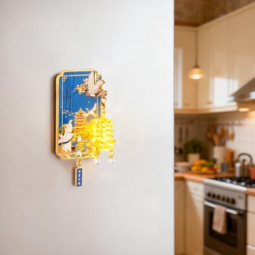 Luminous Glow Tower Fridge Magnet - 3D Blue Landmark Decor