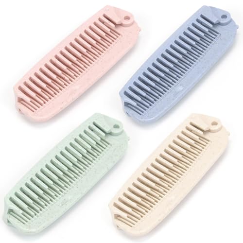 Kootinn 4-Piece Wheat Straw Foldable Hair & Makeup Travel Comb