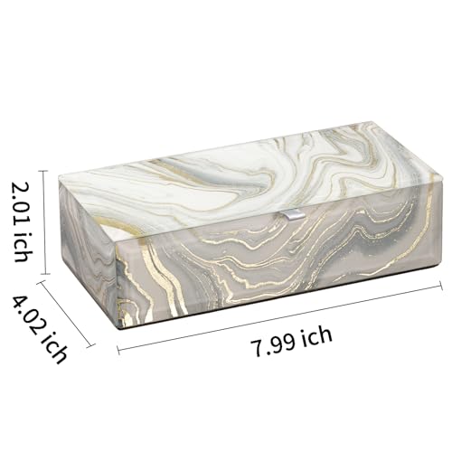 Glass Jewelry Box for Women and Girls - White Gold Small Velvet Organizer for Earrings, Rings, Bracelets - Birthday, Wedding, Christmas Gift