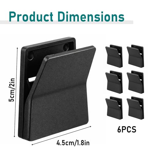 6-Pack Self-Adhesive Wall Clips for Towel & Decor Hanging - Black