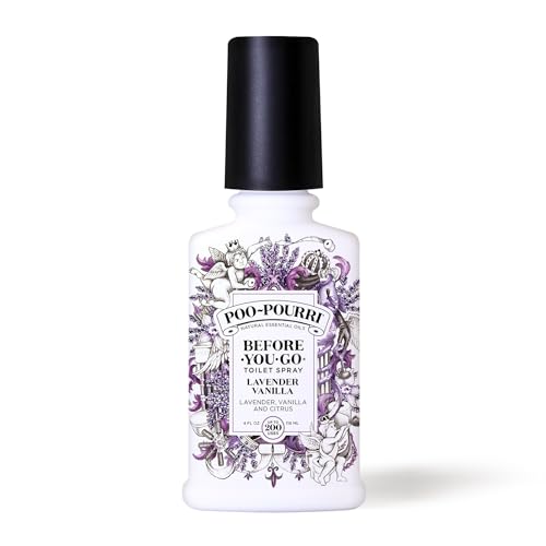 Poo-Pourri Lavender Vanilla Toilet Spray 4 Fl Oz Refillable Deodorizer - Freshens Bathroom Odors