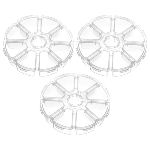 3-Pack 8-Grid Clear Round Jewelry Bead Organizer Box - Compact Storage Case