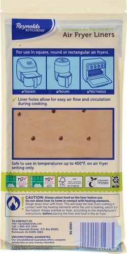Reynolds Kitchens Air Fryer Liners - Disposable Unbleached Parchment Paper Sheets | 50 Count (Pack of 3)