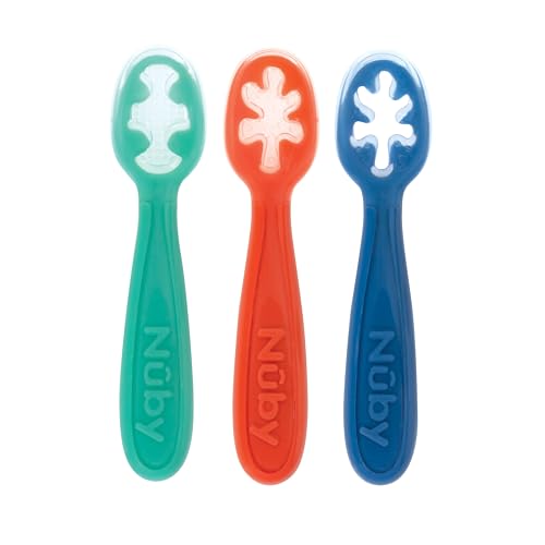 Nuby Baby's First Spoons Set - 3 Pack in Aqua, Red, Blue
