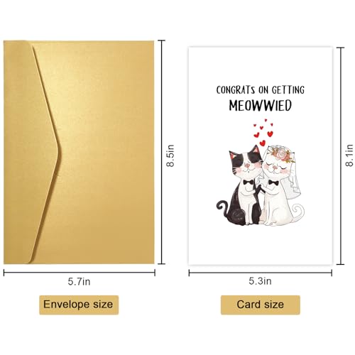 Funny Cat Wedding Card for Couples & Engagement - Cute Meow Design