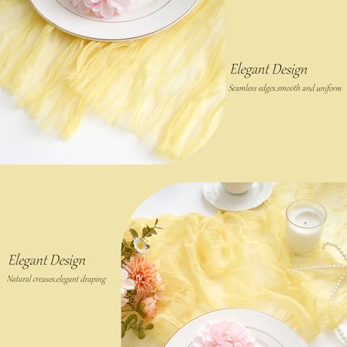 Yellow Cheesecloth Table Runner, 10ft Rustic Gauze Boho Table Decor