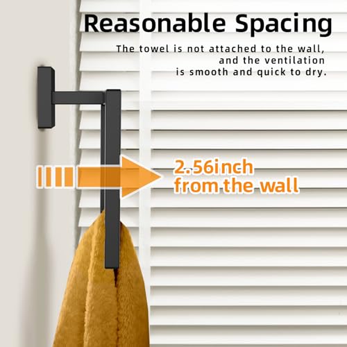 Matte Black Square Towel Ring - SUS304 Stainless Steel, Wall Mounted, 1 Pack