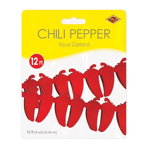Beistle Chili Pepper Garland - 12ft Festive Party Decoration
