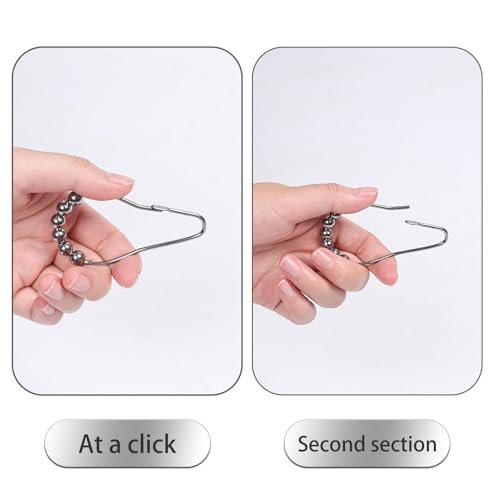 Rust-Proof Stainless Steel Shower Curtain Hooks - 12 Pcs, Polished Nickel
