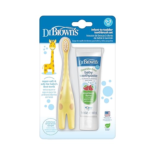 Dr. Brown's Infant-to-Toddler Toothbrush & Fluoride-Free Toothpaste Set, 2 Count - Giraffe