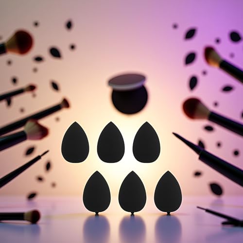 6Pcs Mini Makeup Sponge Set - Soft Black Beauty Blenders for Foundation