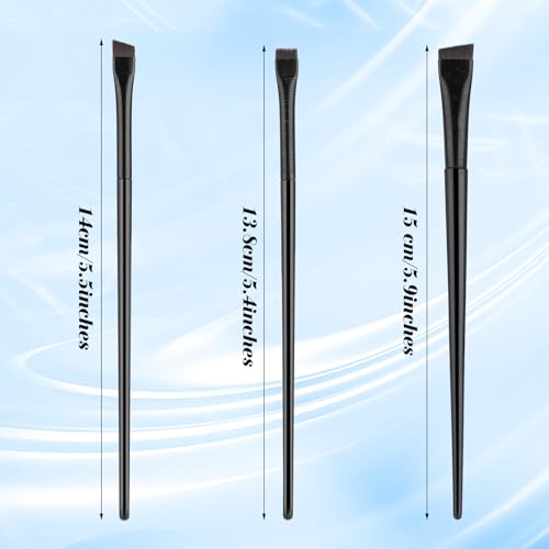 Bremorou 3 Pcs Angled Eyebrow & Eyeliner Brush Set - Black