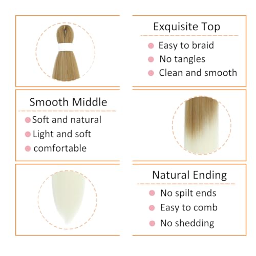 Ombre Pre Stretched Braiding Hair Extensions 26 Inch Blonde 3 Packs