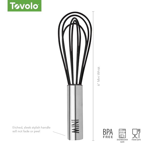Tovolo Mini Whisk - 6 Inch Stainless Steel & Silicone for Cooking