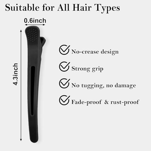 TODDER 12 Pack No Crease Hair Clips for Styling and Sectioning