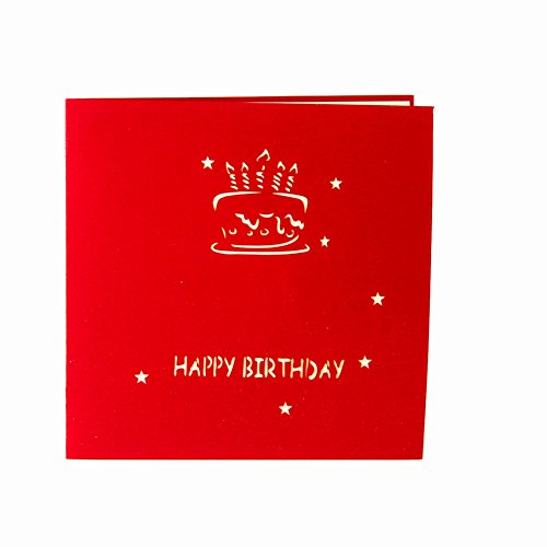 3D Pop Up Birthday Card with Cake Design and Envelope