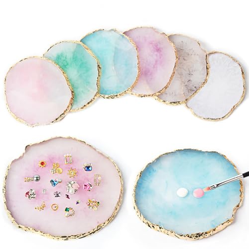 EUBUY Resin Nail Art Palette with Gold Edge Makeup Mixing Tray
