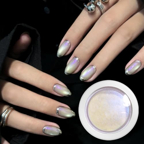 FSpronail Pearl Chrome Nail Powder Aurora Metallic Mirror Glitter Pigment