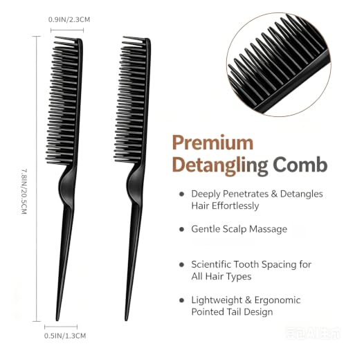3 Row Hair Comb Set for Natural Curly Hair Styling and Detangling 4PCS