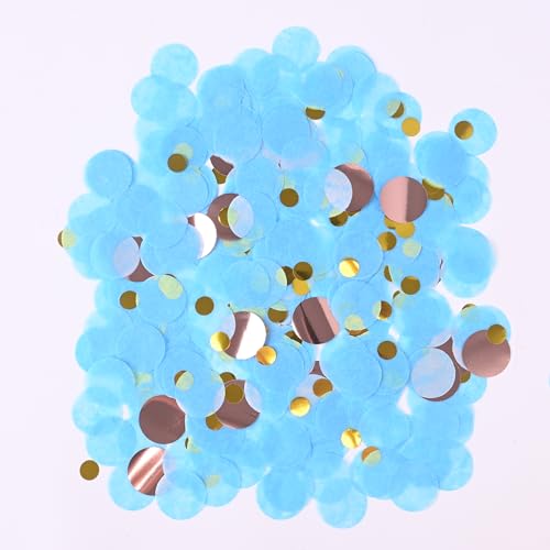 Rose Gold Blue Gold Round Tissue Confetti Dots - 1-Inch, 1.76oz