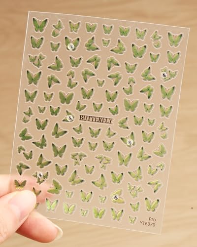 lulir Green Butterfly Nail Stickers Self-Adhesive Art Decals