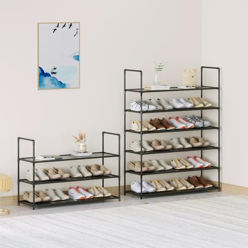 Vockot 3-Tier Stackable Shoe Rack, 28.5" Wide Metal Storage Organizer