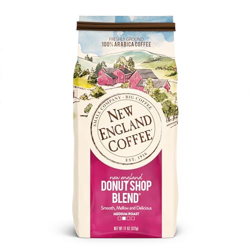 New England Coffee Donut Shop Blend Ground Coffee, 18oz (Pack of 4)