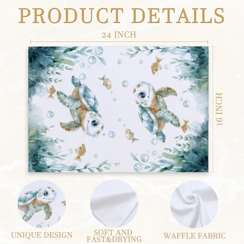 LCRBF Sea Turtle Coastal Ocean Hand Towels for Kids Bathroom 16x24 Inch