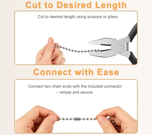 120-Inch Stainless Steel Ceiling Fan Pull Chain Extender with 12 Connectors