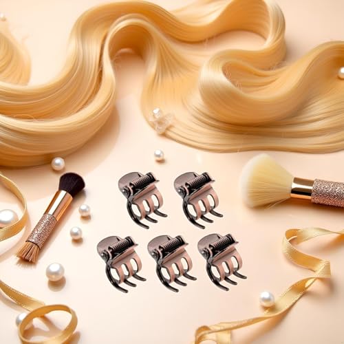 5-Piece Mini Metal Hair Claw Clips with Pearl Accents for Styling