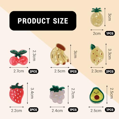 LOGJAM 10 PCS Fruit Hair Claw Clips Small Acetate Non-Slip Hair Accessories