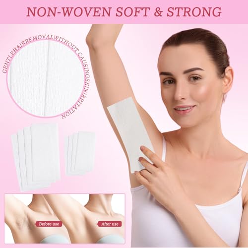 Roadtofree 30 Pcs Non-Woven Hair Removal Wax Strips for Body and Face