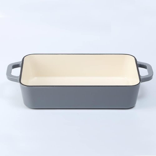 HAWOK Enameled Cast Iron Lasagna Pan - Versatile Gray Roasting Dish for Delicious Meals
