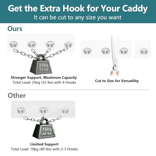 8 Pack Strong Adhesive Shower Caddy Hooks for Bathroom & Kitchen