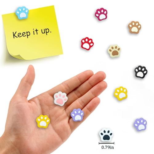 Cat Paw Print Fridge Magnets - 20pcs Colorful Cute Set