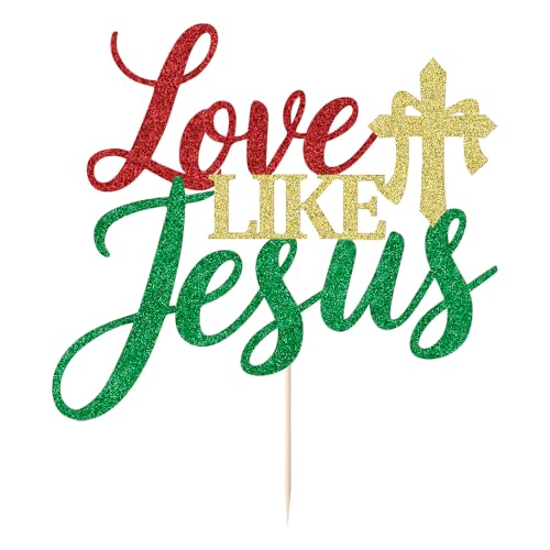 Happy Birthday Jesus Cake Topper - Glitter Religious Decoration
