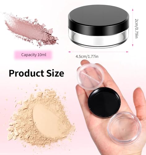 Loose Powder Container 10ml Refillable Travel Jars 4 Pcs