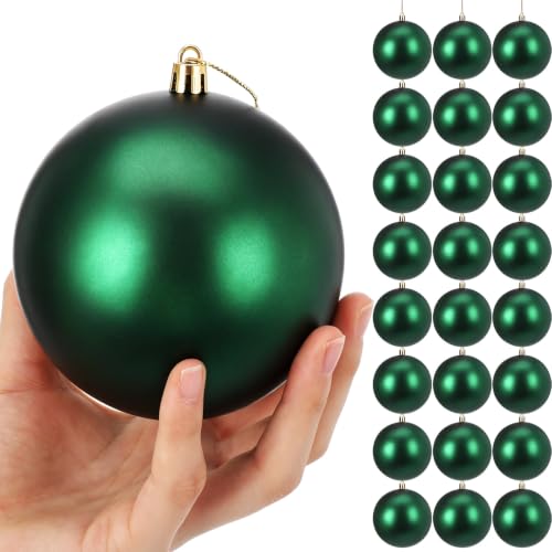 DIY Green Christmas Ornament Balls - 24 Pack 4 Inch Holiday Decor