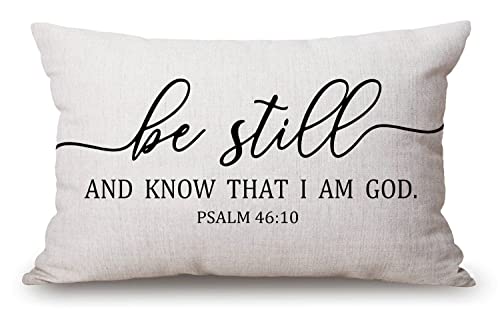 Solekla Psalm 46:10 Bible Verse Lumbar Pillow Cover Jcp201 12x20 Inch Decor