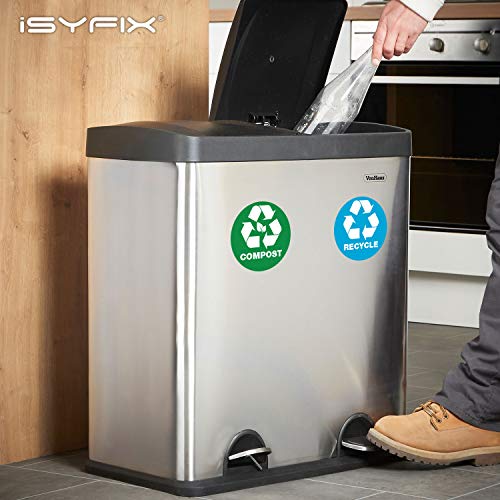 iSYFIX Recycle Stickers Mix-6 Pack for Trash Bins - 5 Inch