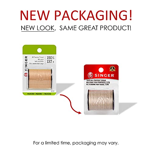 Singer All Purpose Polyester Sewing Thread 150 Yards - Camel (1 Pack)