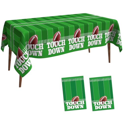 Football Tablecloth Set - 2 Disposable Plastic Covers, 54x108"