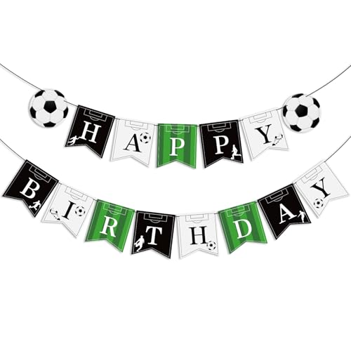 Hooqict Soccer Birthday Banner - Kids Boys Men Sport Theme Party Decorations