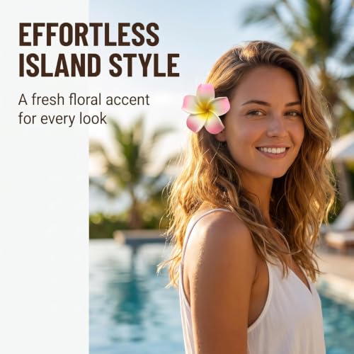 Plumeria Flower Hair Clips 2Pcs Tropical Hawaiian Frangipani Barrettes